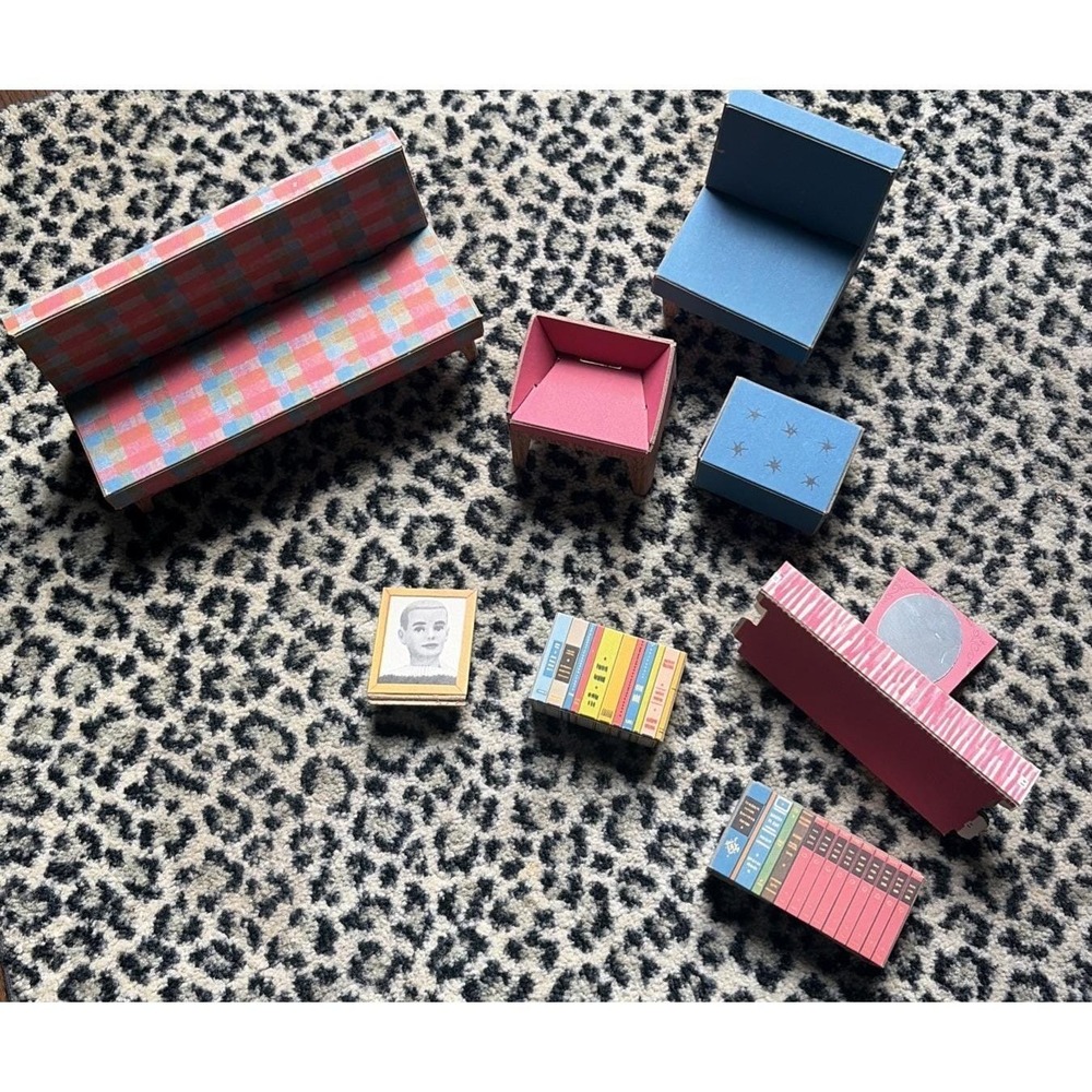 9 Pieces Furniture Accessories From Barbie 1962 Dream House- Couch, Chair Desk +